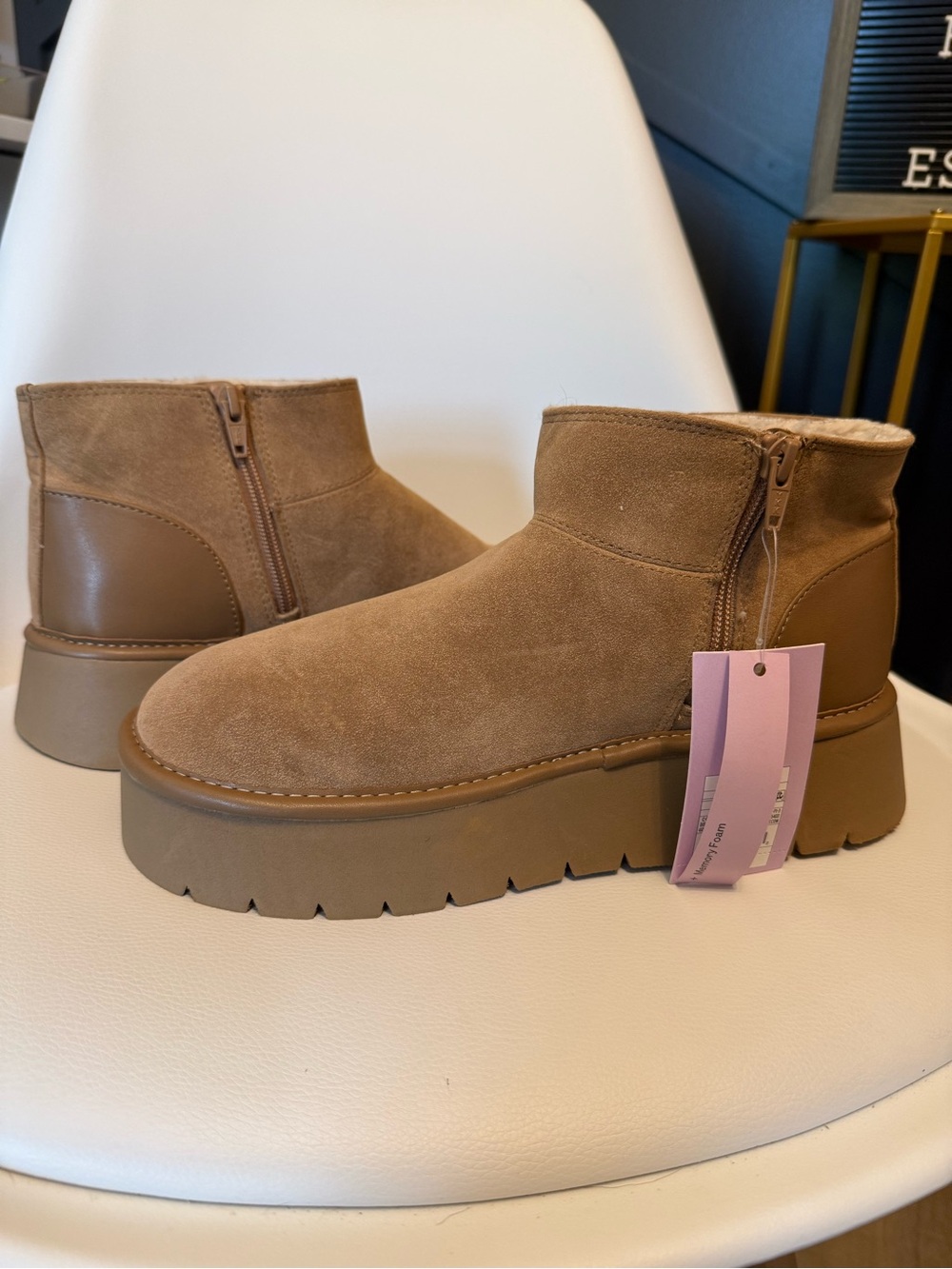 ☀️🌊 Wild Fable Missy Platform Women’s Suede Platform Ankle Boot in Chestnut NWT - Picture 2 of 8